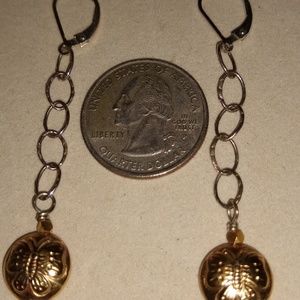 14GF & Silver Butterfly embossed earrings
